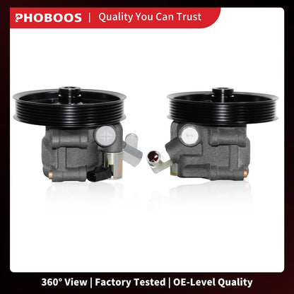 PHOBOOS Power Steering Pump Compatible with Ford & Lincoln & Mercury - 1991-2003 - Expedition, Crown Victoria, Grand Marquis, Navigator, Blackwood, Town Car, V8 4.6L, with Pulley & Outlet, Ref. 20-260