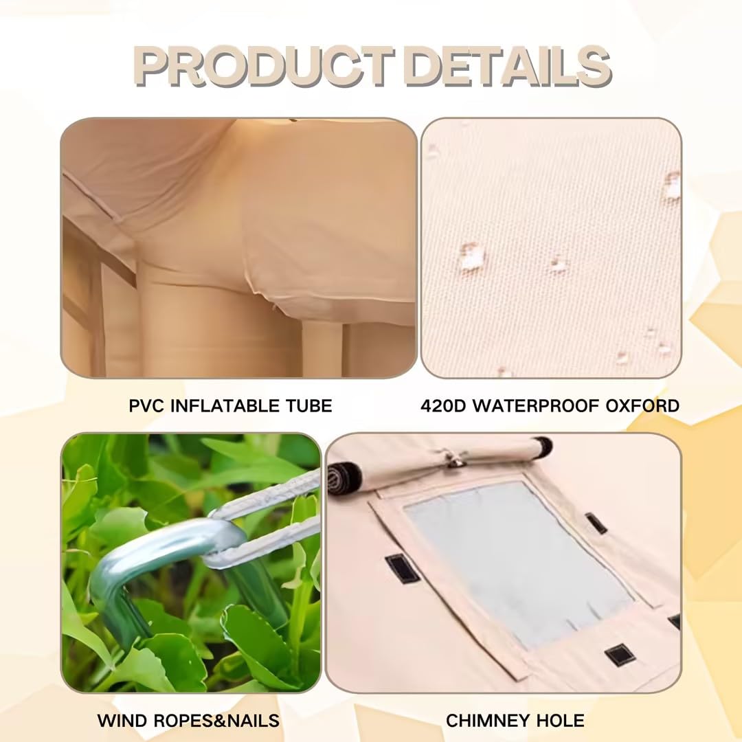 Hikersky Inflatable Tent for Camping, Easy Set-Up with Hand Pump, Portable 4 Season Blow Up Tent, in Waterproof Oxford, Outdoor Use for 4-6 & 6-8 Person (420D Oxford)