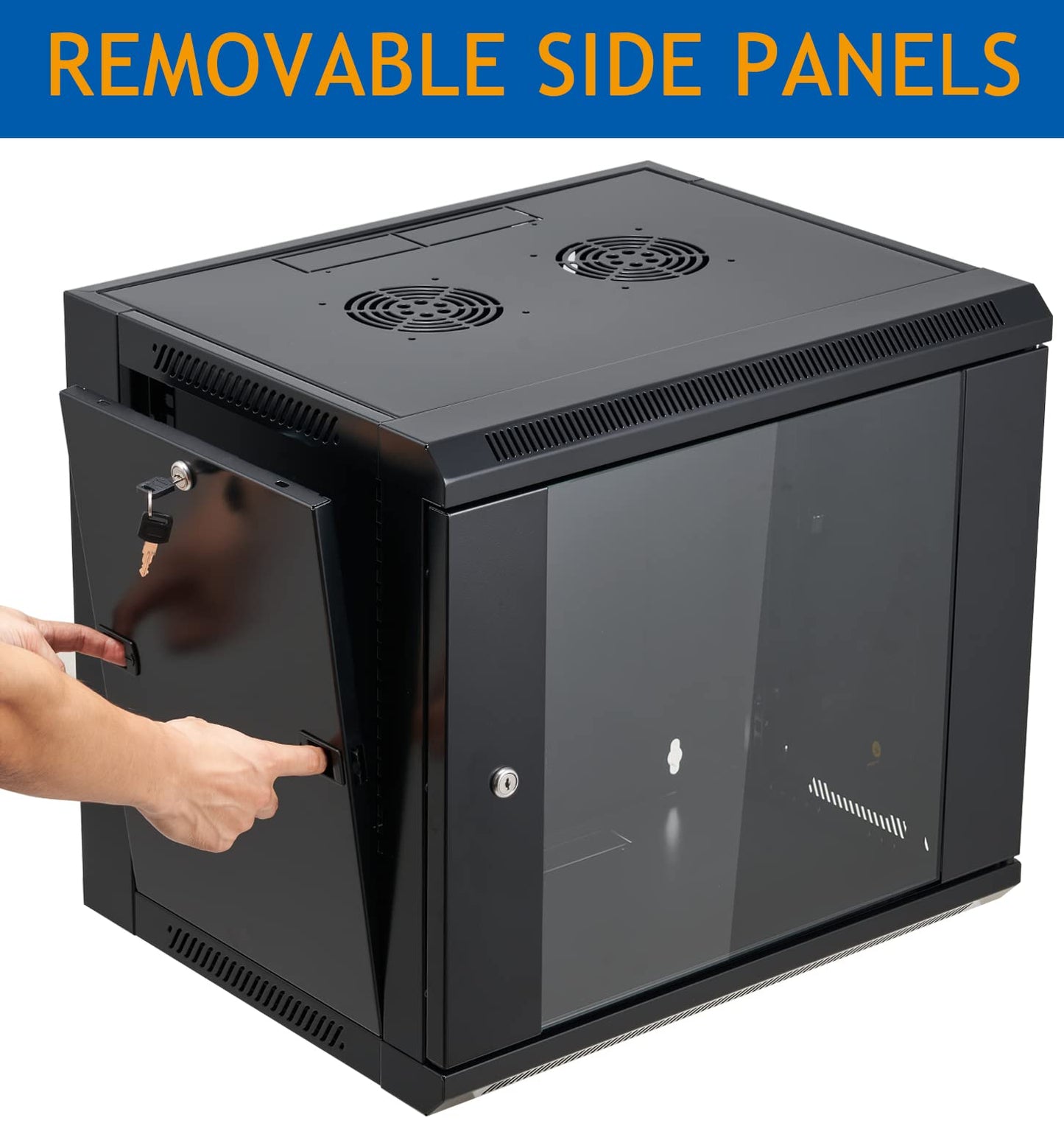 Tedgetal 9U Wall Mount Server Cabinet Network Rack Enclosure Locking Glass Door