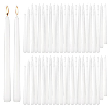 YOROXRG 100Pack White Taper Candles, 7-8 Hours Burn Time, Unscented, Smokeless and Dripless, 0.75 x 10 Inch Dinner Candle Set for Household, Wedding, Party and Home Décor Candlesticks