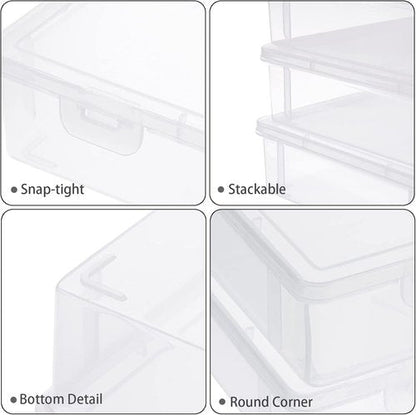 BTSKY Clear Plastic Storage Box - Versatile Craft Organizer with Flap Lid | Medium Size, 2 Pack