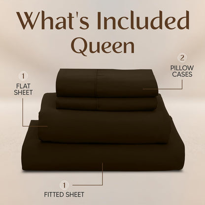 Utopia Bedding Queen Size Sheet Set - Soft, Breathable Microfiber - 4-Piece in Brown