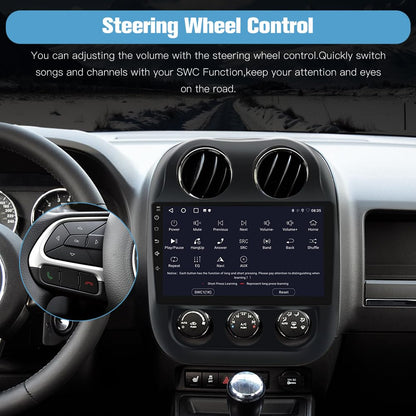 Junsun 4Core 64GB ROM Car Radio Stereo for Jeep Compass Patriot 2010-2016 10 inch Touch Screen with CarPlay Android Auto Bluetooth 5GWiFi GPS AHD Backup Camera