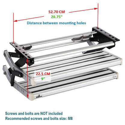 GEARFLAG Manual RV Double Step – Folding Aluminum Entry Step with Anti-Slip Surface, 440 lbs Capacity – for Camper, Trailer, Motorhome, Utility Trailer