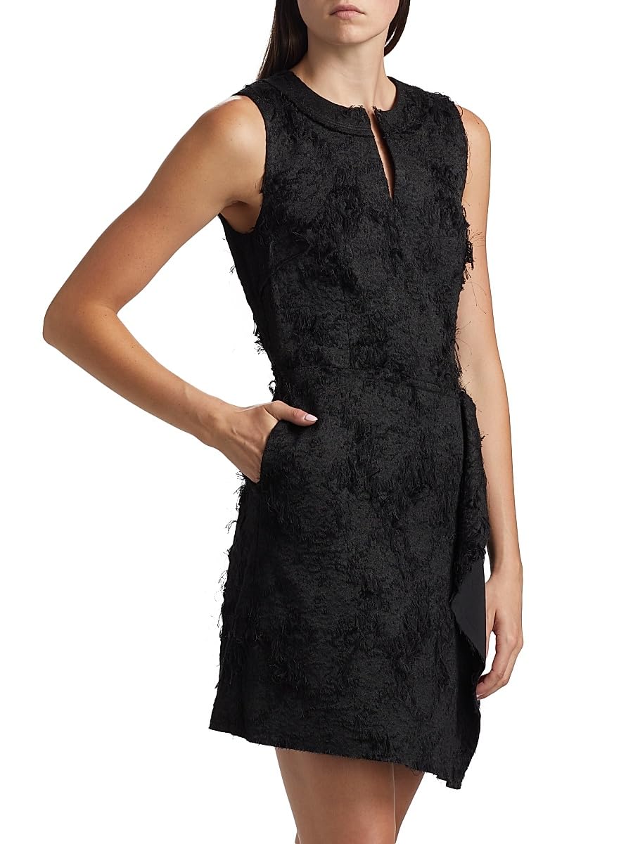Jason Wu Collection, Frayed Cotton Jacquard Minidress, 10, Black