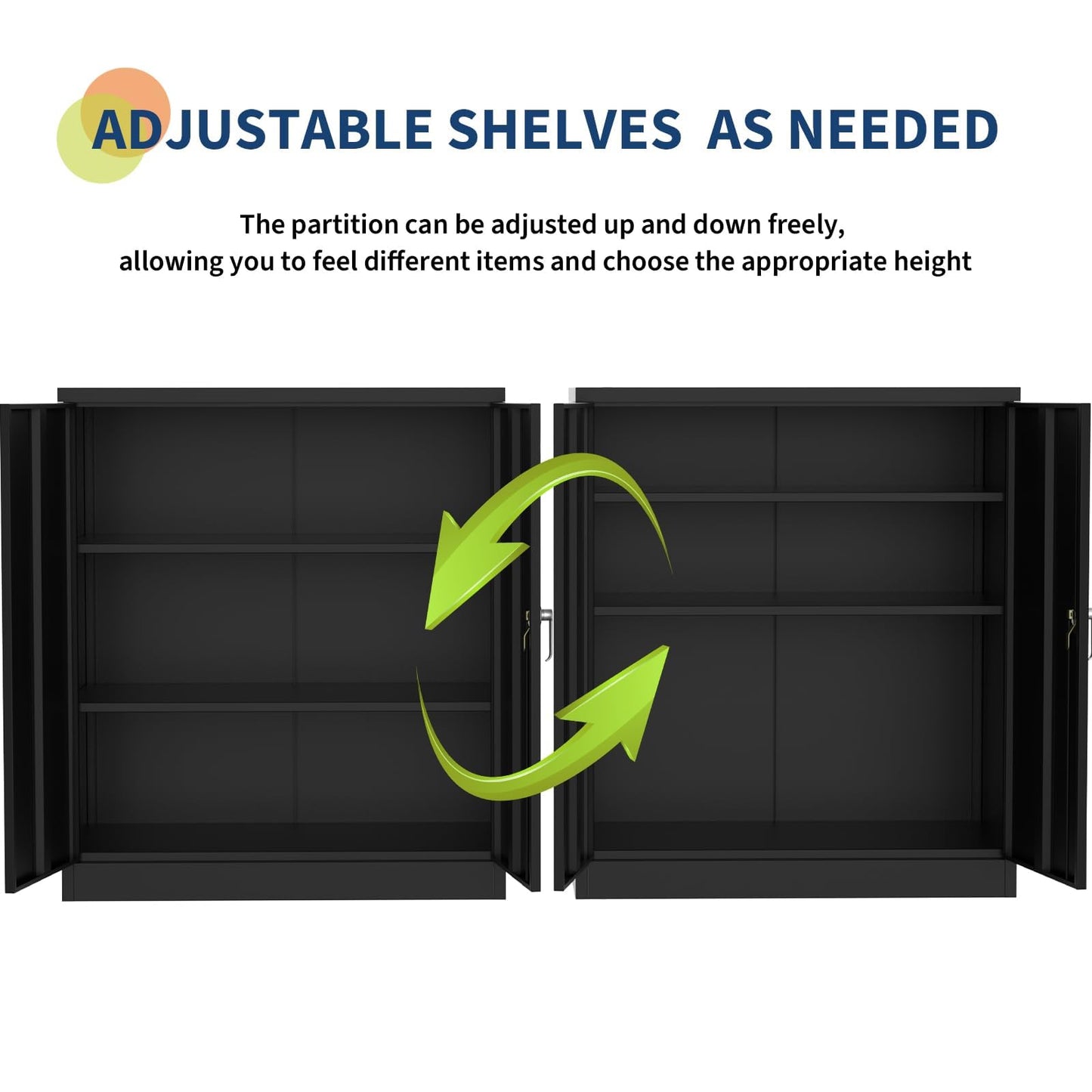 GarveeTech 35" Heavy Duty Metal Wall Cabinet with Lockable Doors, Hanging Steel Storage Cabinet with Adjustable Shelves for Garage Home Office Laundry Room Closet, Black