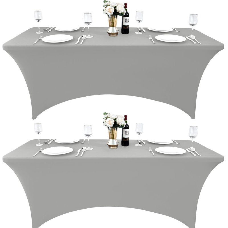 ZarzaaSik 109 2-Pack 4ft Spandex Table Covers for Rectangular Folding Tables - Wrinkle Resistant Stretch Tight Table Cloths - Ultimate Fitted Table Protector for Parties, Banquet, and Wedding