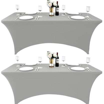 ZarzaaSik 109 2-Pack 4ft Spandex Table Covers for Rectangular Folding Tables - Wrinkle Resistant Stretch Tight Table Cloths - Ultimate Fitted Table Protector for Parties, Banquet, and Wedding