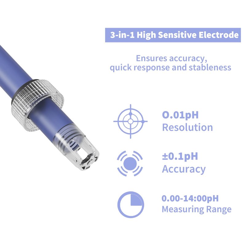 ONiLAB Benchtop Lab pH Meter, 0.01 pH Accuracy, 1-3 Points Auto Calibration, 3-in-1 pH/Temp. Electrode