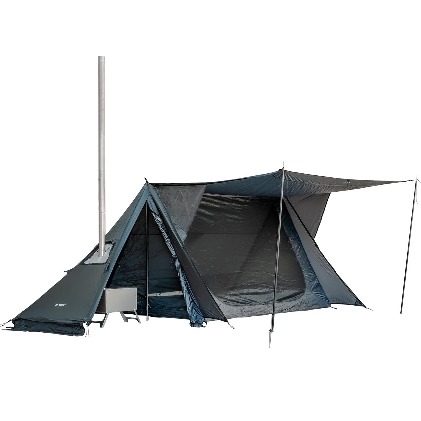 POMOLY Hot Tent Bushcraft Tent, STOVEHUT 20 Ultralight Shelter with 4 Poles for 1-2 Person Camping, Hiking, Backpacking (Blue Grey)