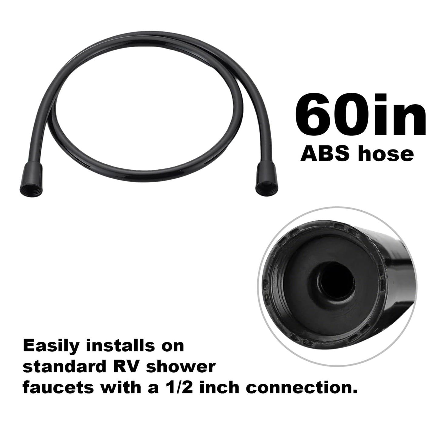 RV Shower Faucet with Shower Head and Hose - Non-Metallic RV Shower Kit, On/Off Valve & Diverter, Handheld Shower Replacement for RV, 5th Wheels, Motorhomes, Travel Trailers, Campers (Black)