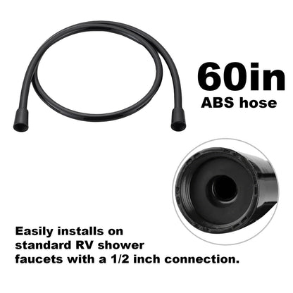 RV Shower Faucet with Shower Head and Hose - Non-Metallic RV Shower Kit, On/Off Valve & Diverter, Handheld Shower Replacement for RV, 5th Wheels, Motorhomes, Travel Trailers, Campers (Black)