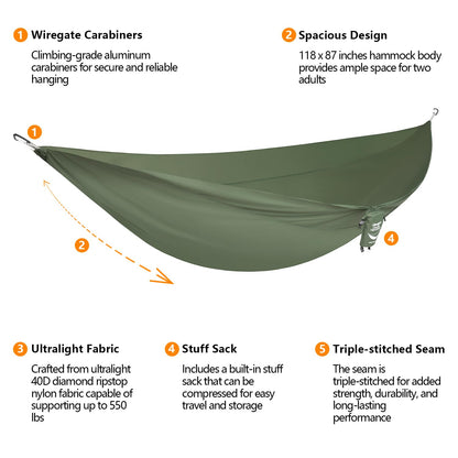 anymaka Set Up in 3 Seconds Adjustable Portable Aluminum Alloy Hammock Stand for Outside with Chair Mode & Lounge Mode up to 105'' (Hammock Set Forest Green-1)