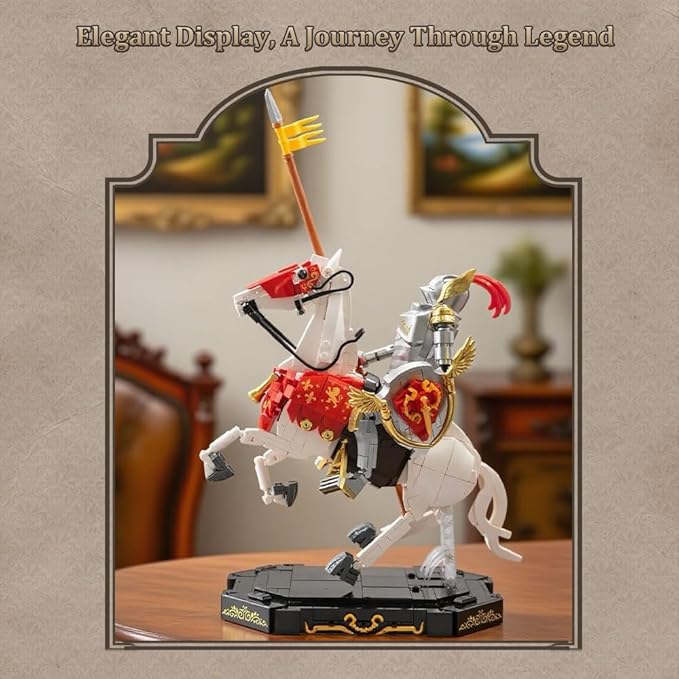 PANTASY Knight Construction Set 31 cm Medieval Collector's Model with Armored Battle Cross and Movable Joints Collector's Set for Adults
