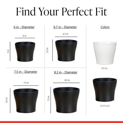 Scheurich Set of 2 Classic Panna Ceramic Plant Pots – 7.5" Decorative Pots for Indoor Plants - Waterproof&UV-Resistant Planters - Durable, Break-Resistant Design - Made in Germany - 0.8 gal
