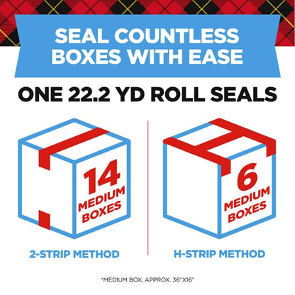 Scotch Heavy Duty Shipping Packaging Tape, 6 Rolls with Dispenser, 1.88" x 22.2 yd, 1.5" Core, Great for Packing, Shipping & Moving, Clear (142-6)