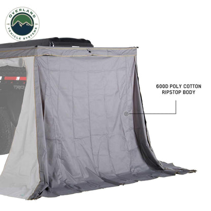 Overland Vehicle Systems 18319909 HD Nomadic 270 LTE Awning Wall 3 & 4 Driver Side | Dark Gray Fabric with Green Trim | Velcro Attachment | Weather-Resistant | Awning Sold Separately