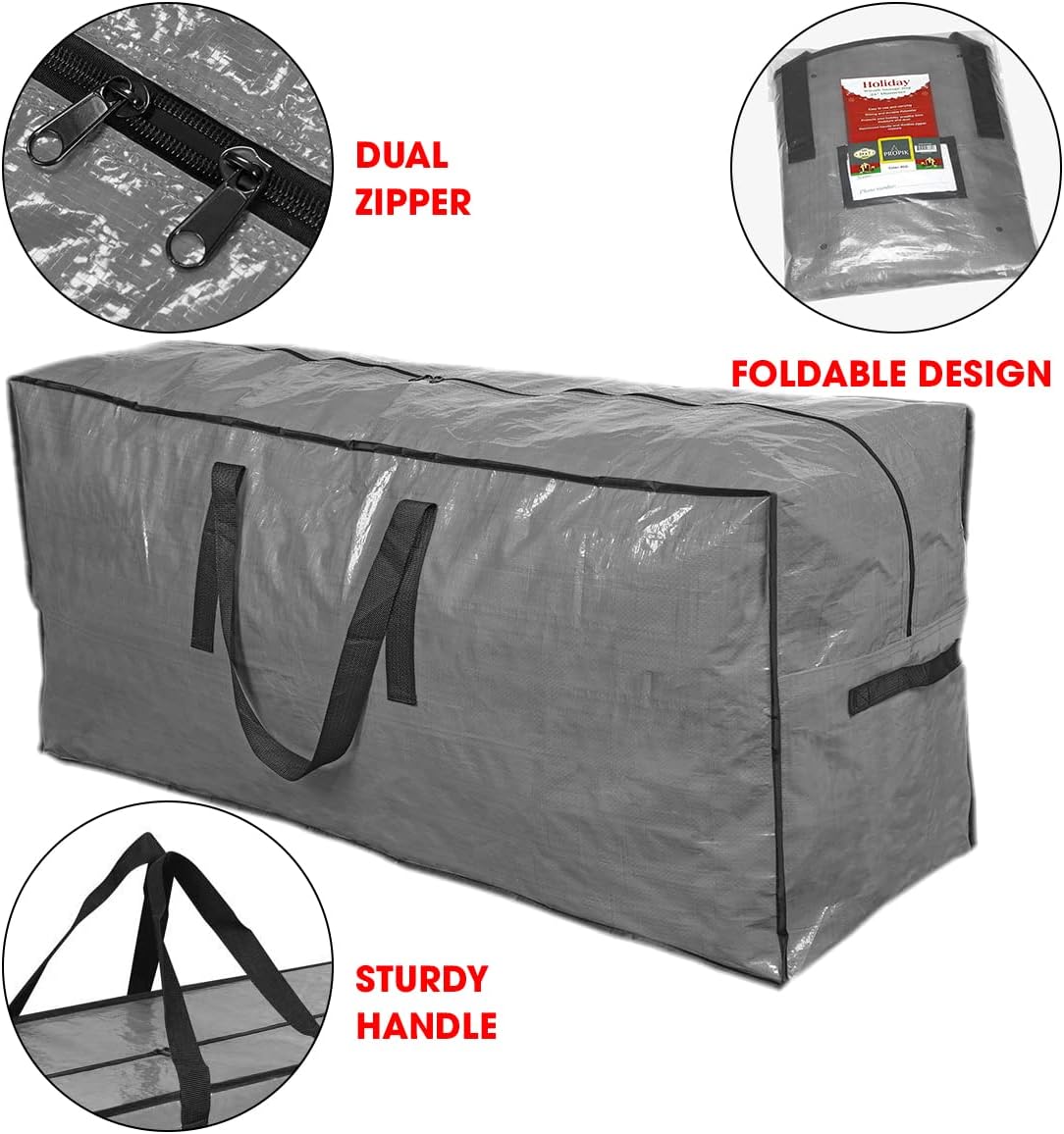 Primode Christmas Tree Storage Bag - Protective Zippered Case for 7.5ft Disassembled Holiday Trees | Gray