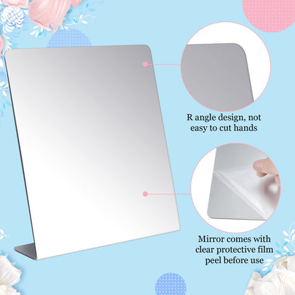 Amyhill 24 Pcs Counter Top Mirror Freestanding Table Desk Mirror Self Portrait Single Sided Acrylic Glass for Tabletop Desk Counter Bedroom Office Bathroom Home Dorm (8.5 x 9 Inch)