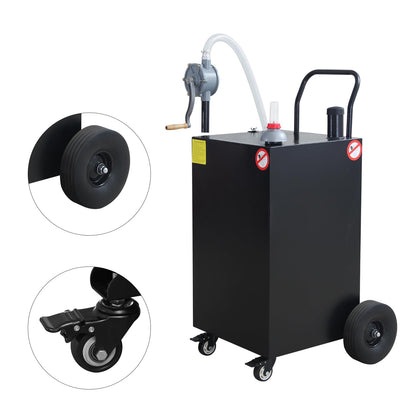 45 Gallon Fuel Caddy, Portable Gas Caddy with Manual Pump, Heavy Duty Gas with 4 Wheels, Diesel Fuel Can for Cars, Lawn Mowers, Trucks, ATVs, Boats ﻿