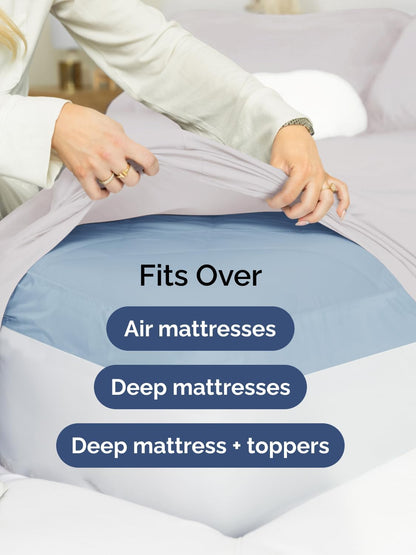 Skiennix Extra Deep Cal King Sheet Set - 6 Piece Breathable Cooling Bedding - Soft Wrinkle-Free French Grey