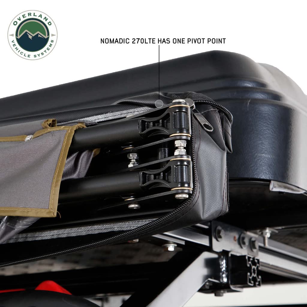 Overland Vehicle Systems 19689909 HD Nomadic 270 LTE Awning Passenger Side | 65 Sq Ft of Coverage | Dark Gray Fabric with Travel Cover Included | Twist and Lock Technology | Weather-Resistant