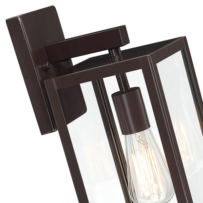 Faymart Outdoor Sconce Lights, 18 Inch Metal and Glass Wall Lantern, Oil Rubbed Bronze, 2 Pack for Porch Garage Balcony