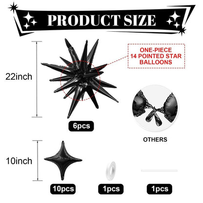 Hot Pink Star Balloon,Pink 6Pcs 22Inch Explosion Star Balloons and 10Pcs 10Inch Four Angle Balloons Kit for Girls Women Birthday Anniversary Baby Shower Wedding Party Decorations