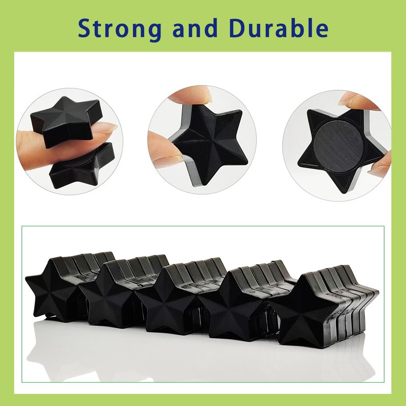 PYJLBX Fridge Magnets - 30 Pcs Refrigerator Magnets Strong Small Whiteboard Magnet, Heavy Duty Mini Magnets for Kitchen, Locker, Office, Classroom & Office Use - Decorative Cute Magnet (Star, Black)