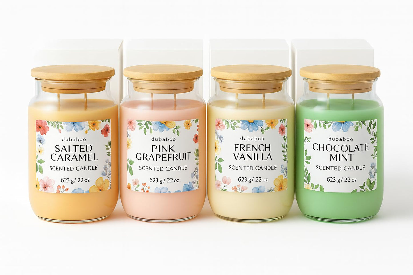 Large 22oz Soy Candle – Long Lasting 80+ Hour Burn, Hand Poured Clean Burning Scented Candle with Cotton Wick, Reusable Glass Jar – Chocolate Mint | DUBABOO