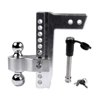 Lamerto Adjustable Trailer Hitch Ball Mount for 2.5-Inch Receiver, 10-Inch Drop/Rise Hitch 18500LBS, 2" and 2-5/16" Balls, with 2 latches Locks, Silver