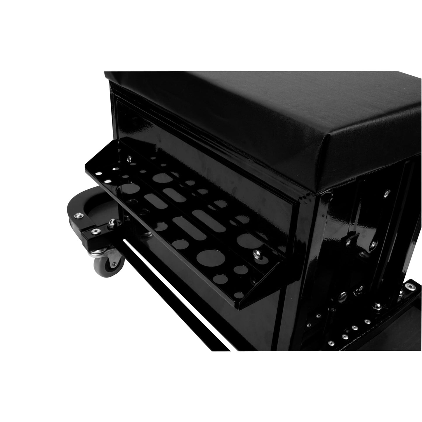 Performance Tool W85025 3-Drawer Rolling Tool Chest Seat With Magnetic Side Trays, Black