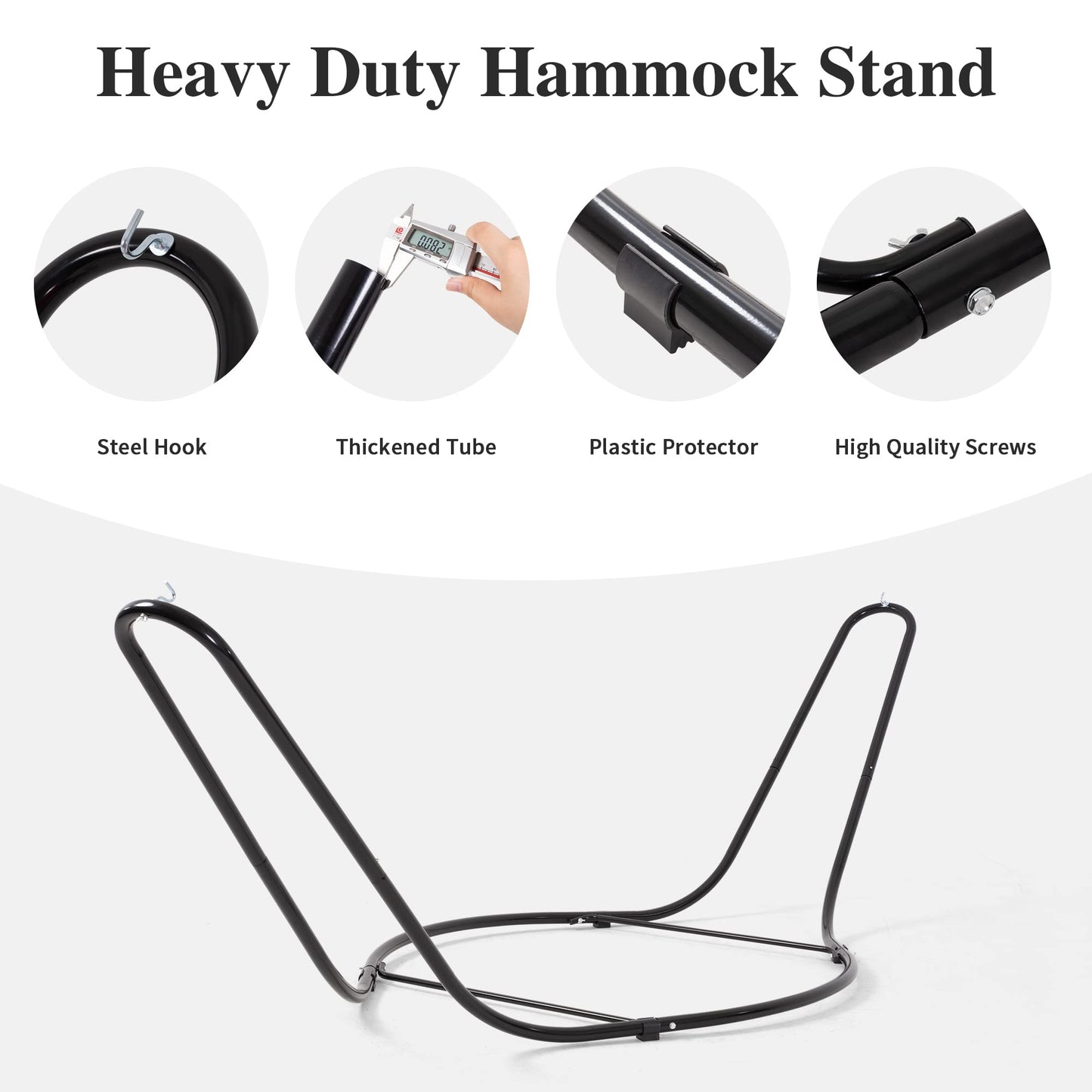 SUNCREAT Double Hammock with Curved Spreader Bar, Hammock with Stand Included 2 Person, Patent Pending, Dark Gray