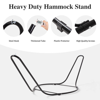 SUNCREAT Double Hammock with Curved Spreader Bar, Hammock with Stand Included 2 Person, Patent Pending, Dark Gray
