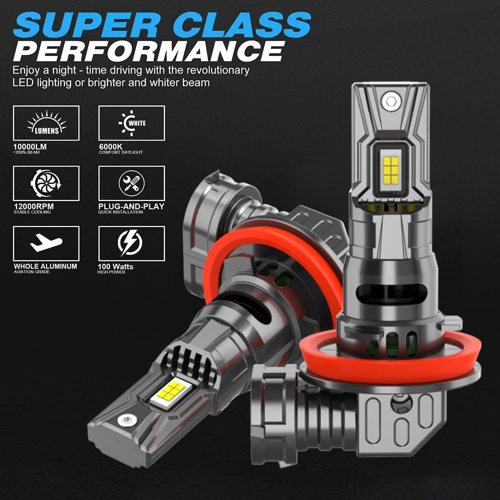 Fit For Can-Am Maverick Trail 800 1000R 2018-2019,H11 Hi/Lo Beam Bulbs,IP68 Waterproof 800% Brightness 12000LM 6500K White, Plug and Play,1:1 Size,Fit for Motorcycle Vehicle ATV UTV,Pack of 4