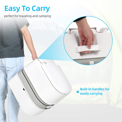 YITAHOME Portable Toilet 6.34 Gallon Camping Porta Potty with Paper and Detergent Collection, Leak-Proof Outdoor RV Porta Potty with Level Indicator, Rotating Spout, for Boating, Hiking, Trips, White