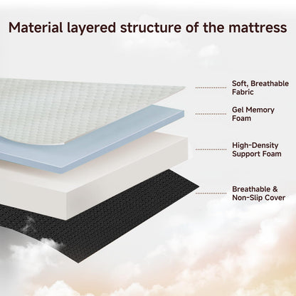 ROXGOX Foldable Mattress, Twin Tri-Fold Memory Foam Mattress Topper with Washable Cover, Handle & Non-Slip Bottom, 4 Inch Portable Folding Bed for Guest, Yoga, Living Room, Camping - 75"x38"x4"