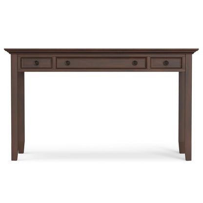 SIMPLIHOME Amherst Desk and Bookcase Bundle - 54 inch Wide Solid Wood Desk with Drawers and 30 inch Wide 5-Shelf Bookcase in Russet Brown, Transitional Home Office Furniture (Set of 2)