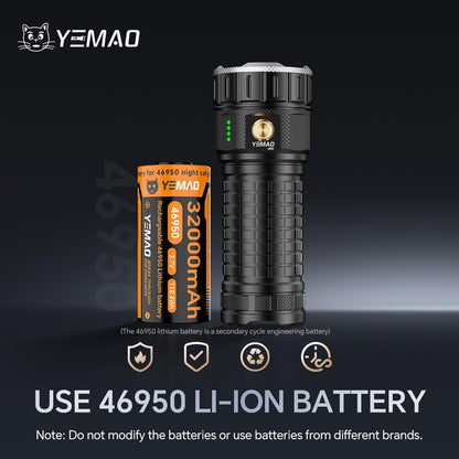 Yemao Rechargeable Flashlights 11800 High Lumens, Brightest Flashlight, Super Bright LED Flashlight Type C Charged, 5 Modes Long Lasting 60 Hours, for Emergencies, Camping, Outdoor, Caving