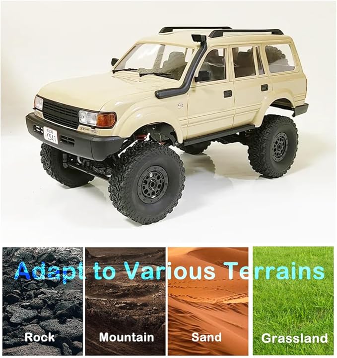 GoolRC RC Truck WPL C54 RC Crawler 1/16 Scale Remote Control Car 4WD All Terrain Off Road RC Rock Crawler 2.4GHz RC Climbing Car with LED Lights for Adults (Yellow)