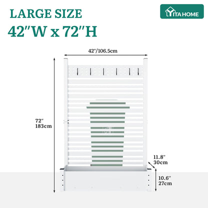 YITAHOME Outdoor Privacy Screen, 72" H x 42" W Outdoor Privacy Fence with Planter Box, Wood Fence Panel, Privacy Wall Outdoor, Wood Fence Panel for Backyard, Patio,1 Panel, White