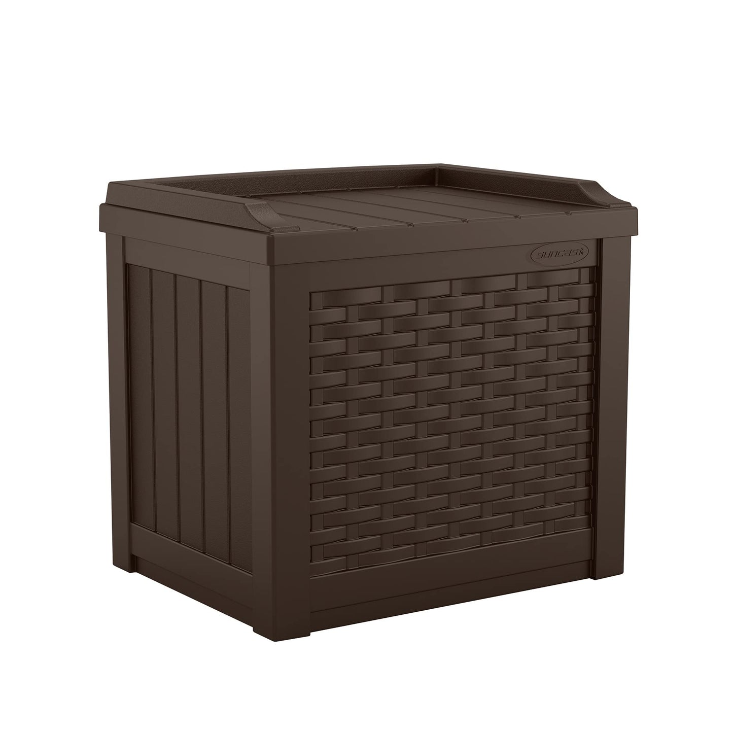 Suncast 22 Gallon Small Resin Storage Seat, Java, SSW600J & Keter Marvel Plus 71 Gallon Resin Outdoor Box for Patio Furniture Cushion Storage, Brown