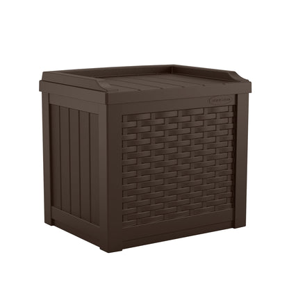 Suncast 22 Gallon Small Resin Storage Seat, Java, SSW600J & Keter Marvel Plus 71 Gallon Resin Outdoor Box for Patio Furniture Cushion Storage, Brown