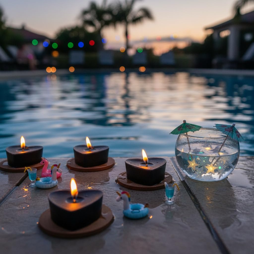 Tea Lights Black Heart Tea Candles Set of 24 – Tealight Candles with Sandalwood Scent, Long Burning Handmade Tealights for Wedding Meditation Home Decor Gift