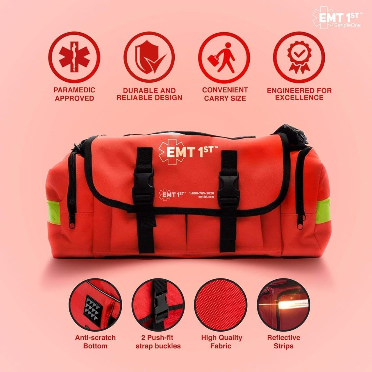 EMT 1st 362 Pcs Emergency Responder First Aid Kit with Digital BP Cuff & First Aid Guide Book - Emergency Bag with 40 Unique Items -Large First Aid Kit for Car, Travel, Home, Hiking, Camping & Outdoor