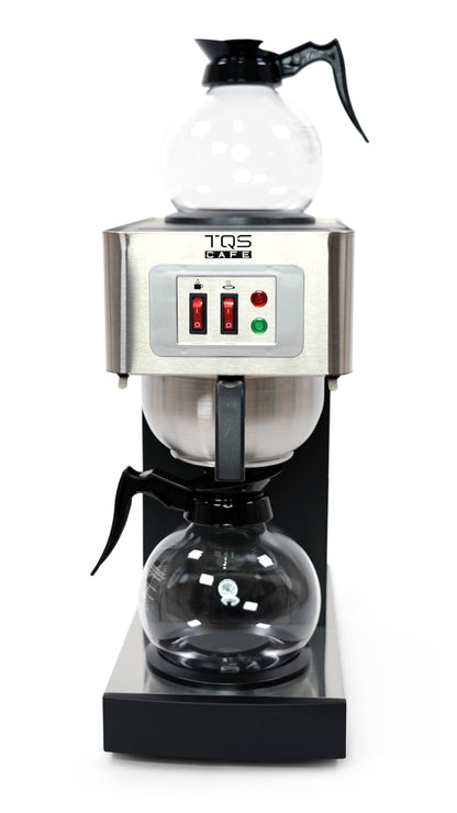 12-Cup Commercial Coffee Maker Stainless Steel - Double Coffee Machine for Office, Restaurant, Industrial Use - High Capacity Office Coffee Maker - TQS Cafe