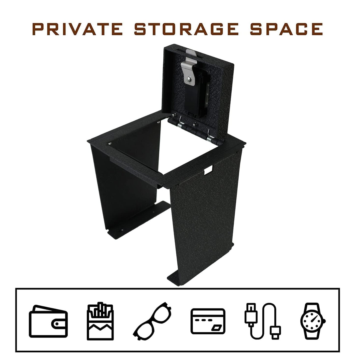 Center Console Gun Safe Vault - TuoJue Console Safe Lock Box Compatible with 2021-2026 Ford Bronco With Full Floor Console Model, with Superior Fingerprint Lock, Center Console Organizer