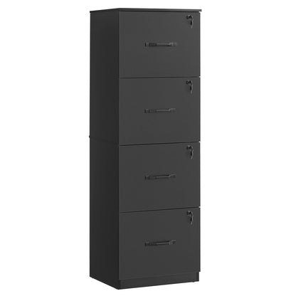 VASAGLE 4-Drawer Vertical File Cabinet, Filing Cabinet for Home Office, Printer Stand, with 4 Lockable Drawers, Adjustable Hanging Rail, for A4 and Letter-Size Files, Ink Black UOFC082B01