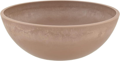 PSW Pot Collection | 12-Inch Low Bowl Planter - Drillable No Drainage Hole for Succulents & Herbs - Taupe