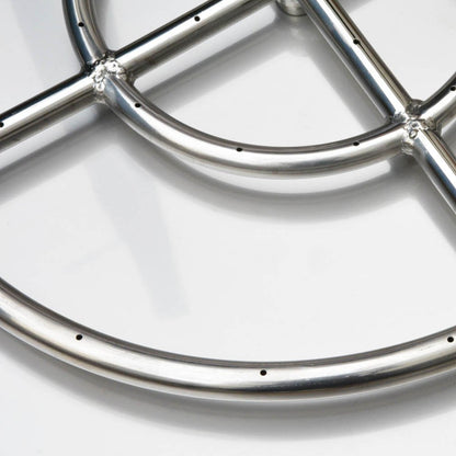 Stanbroil Stainless Steel 30" Round Flat Fire Pit Pan w/24 Fire Burner Ring Installed, BTU 296,000 Max